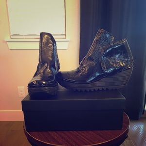 FLY London patent leather ankle boots